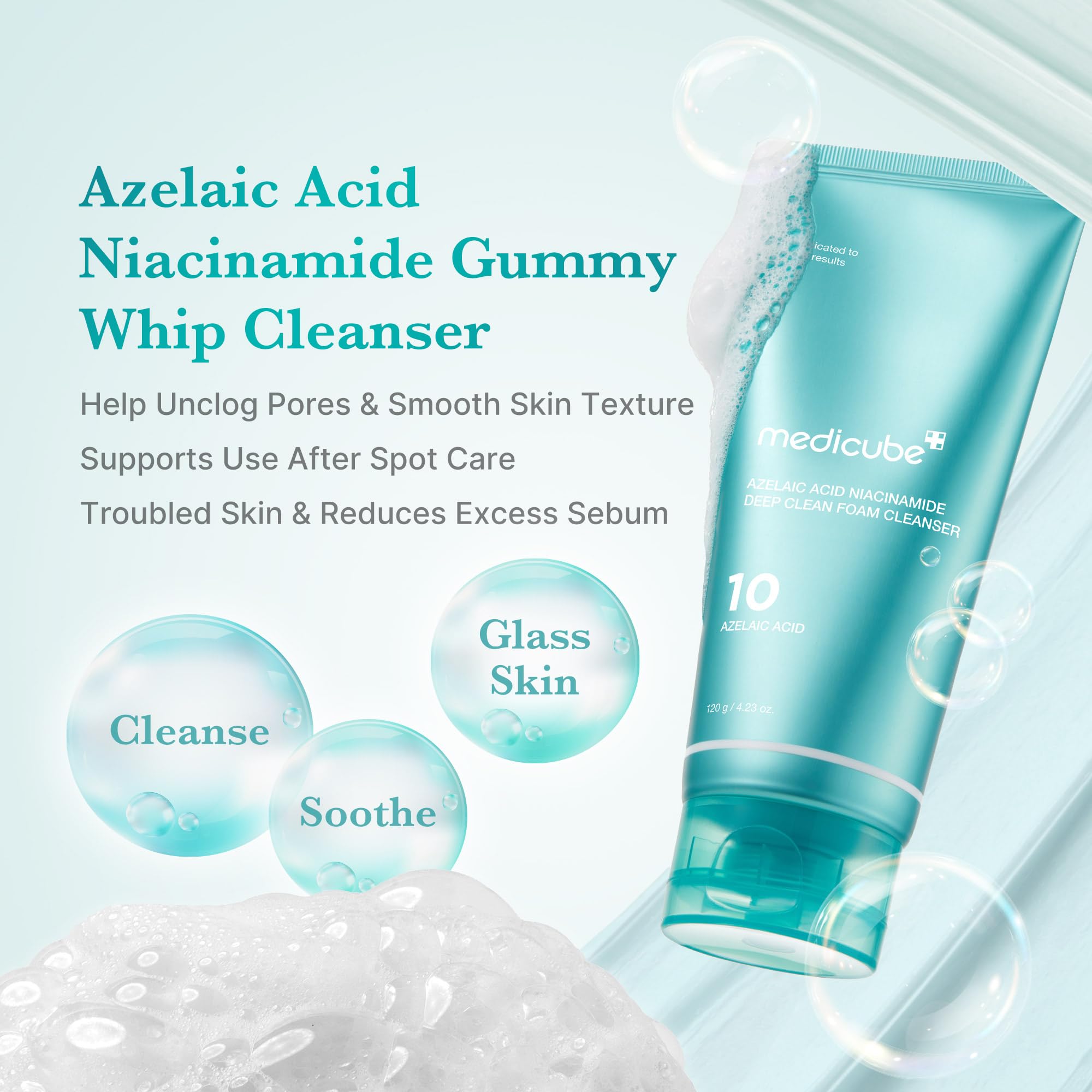 medicube Facial Cleanser Zero Pore Capsule Cleansing Foam | Daily Gentle Cleanser for Skin Texture, Blackhead & Pore Care | AHA, BHA & PHA for Deep Cleansing | Korean Skincare, 4.23 oz